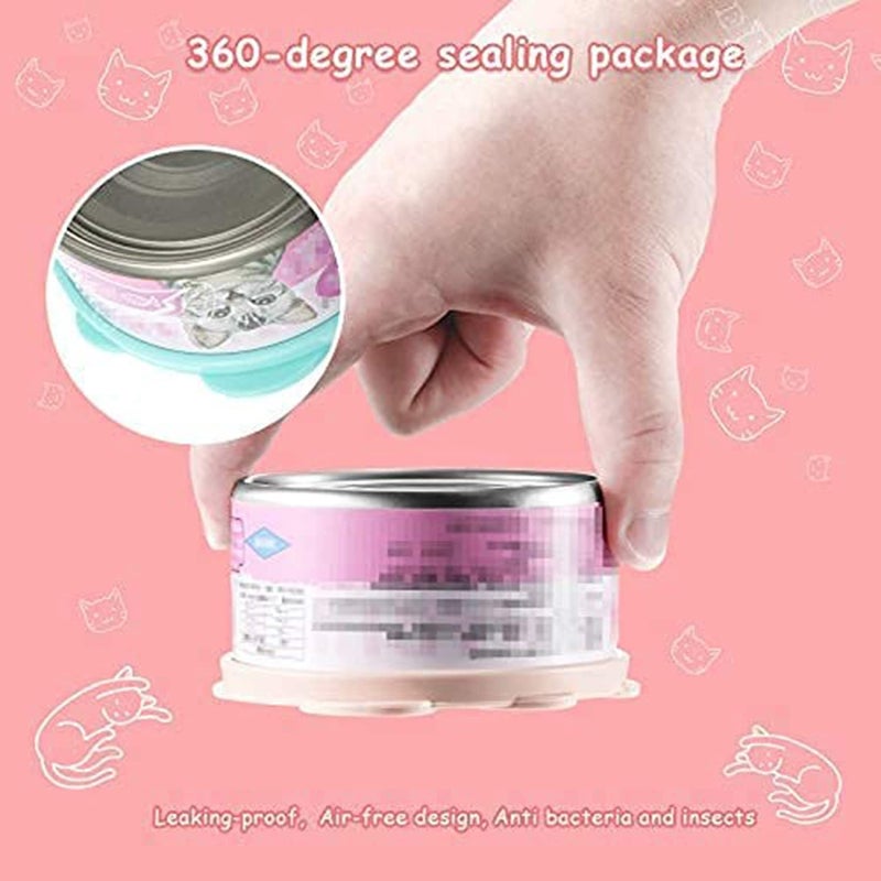 Bukela Pet Food Can Lids and Spoons Universal BPA Free Silicone Can Lids Covers for Dogs and Cat Food Tin Covers for Dog Food One Can Cap Fit Most Standard Size Canned Dog Cat Food (Pink) - Image 4